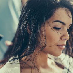 Drying hair in hair salon